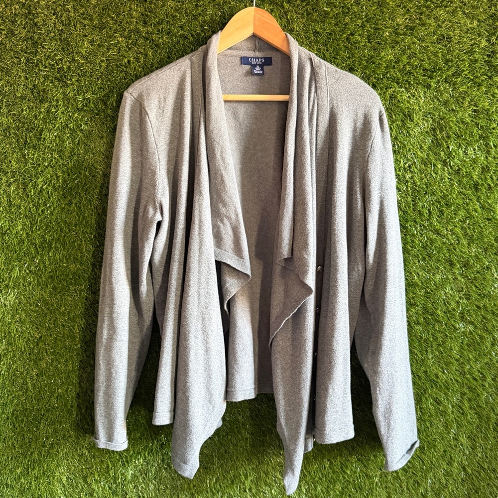 Chaps Waterfall Cardigan Knit Metal Buttons